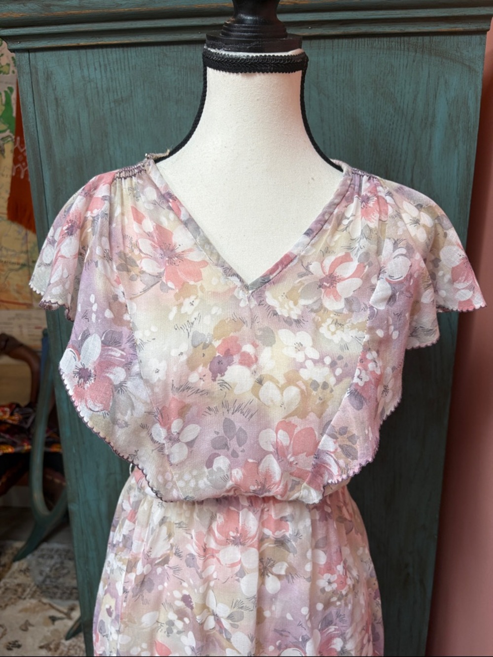 Vintage Sheer Floral Dress | Prairie Style Sz Sm-Med - Picture 2 of 11